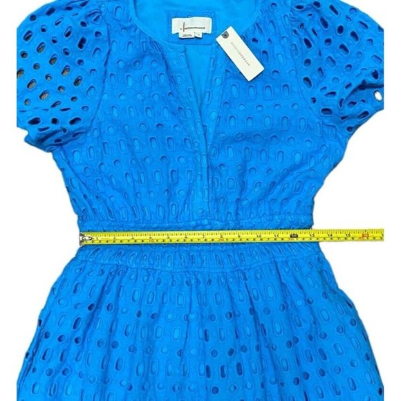 Anthropologie Sz S Dress The Somerset Maxi Eyelet turquoise Blue Tiered V-neck - Picture 9 of 16